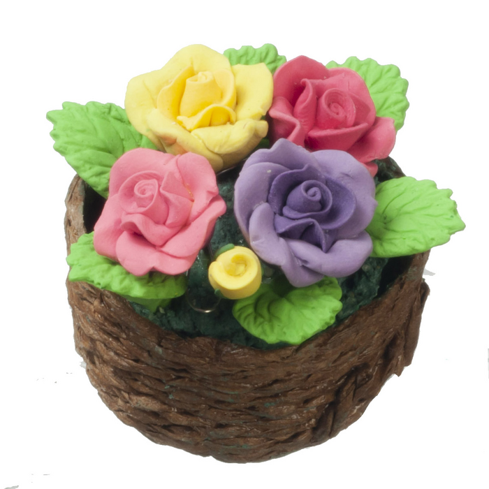 PASTEL ROSES IN BASKET