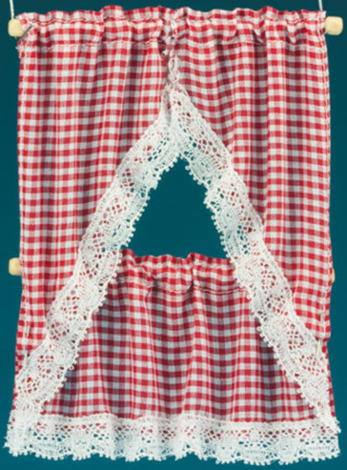KITCHEN CURTAINS/GING.RED
