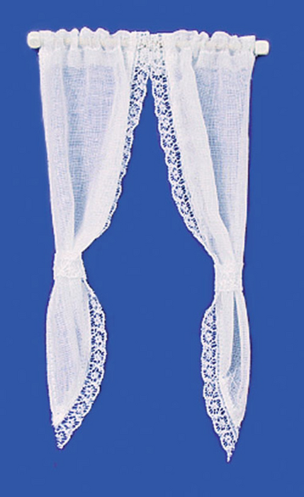 DEMI CURTAINS/TIE BACK/WH
