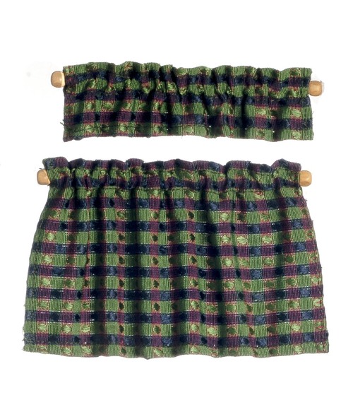 CAFE CURTAINS/GREEN/BLUE