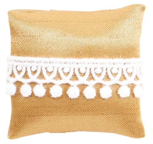 PILLOW/GLD W/WHT LACE TAS