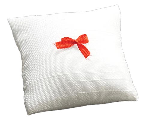 PILLOW/WHITE/RED BOW