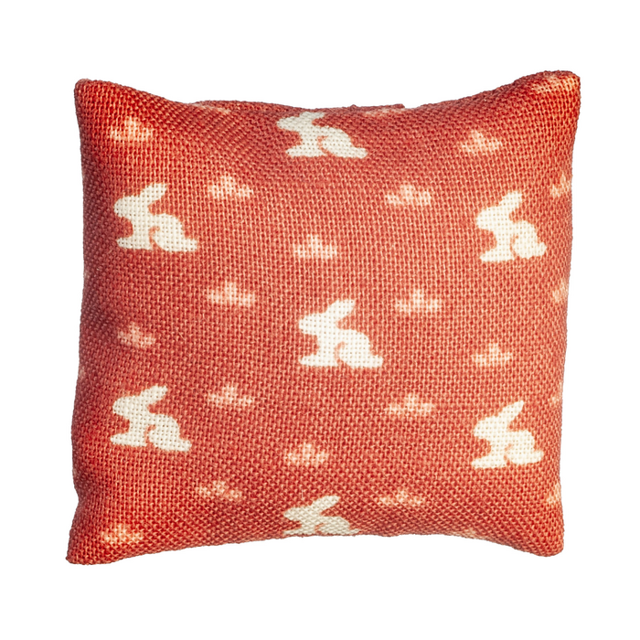 PILLOW/MAUVE/WHITE BUNNY