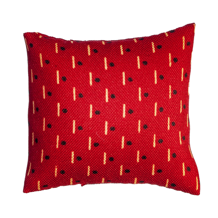 PILLOW/DARK RED W/DESIGN