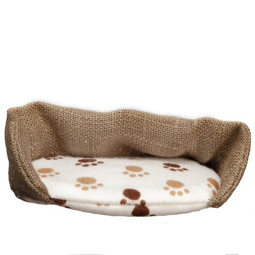 DOG BED/LG/PAW W/BURLAP