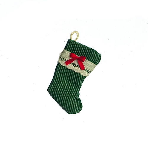 STOCKING/GREEN W/RED BOW