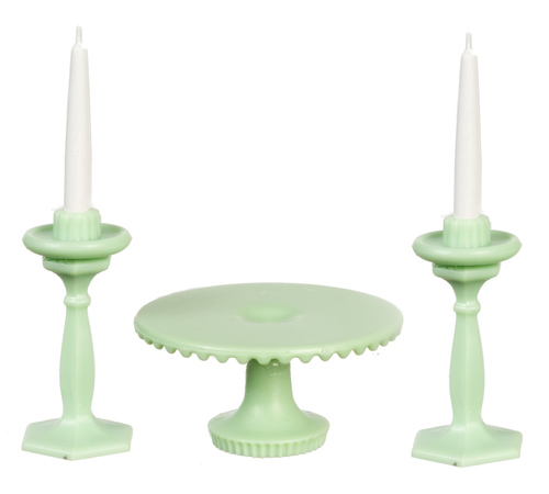 CAKE PLATE/2 CANDLESTICKS