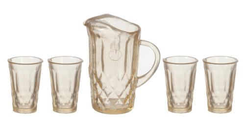 PITCHER W/4 GLASSES/AMBER