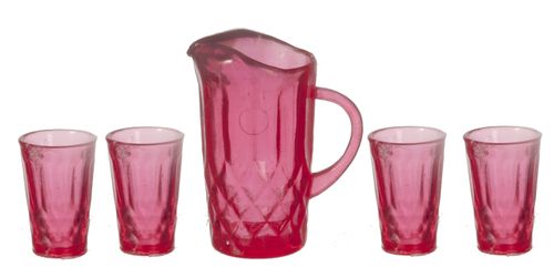PITCHER W/4 GLASSES/CRANB