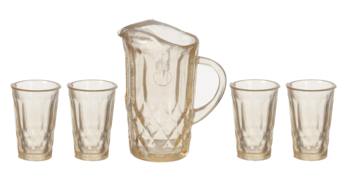 PITCHER/4 TUMBLERS/AMBER