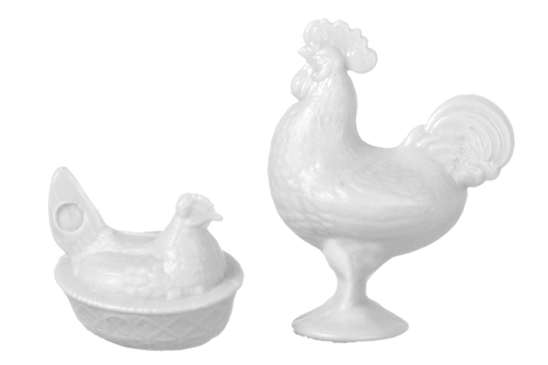 ROOSTER/NESTING HEN/WHITE