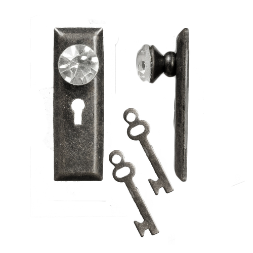 CRYSTAL KNOB W/KEY/PEWT/2