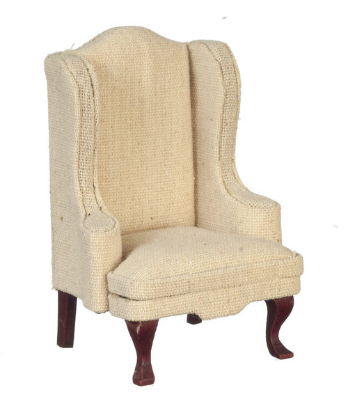 CHAIR/MAHOGANY W/WH.FAB.