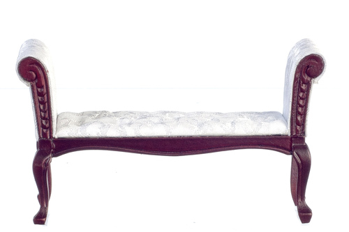 SETTEE/WHITE FABRIC/MAHOG