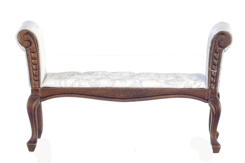 SETTEE/WHITE FABRIC/WALNT