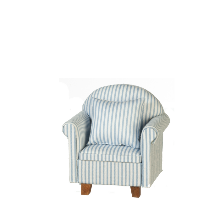 CHAIR W/PILLOWS/BL/WH STR
