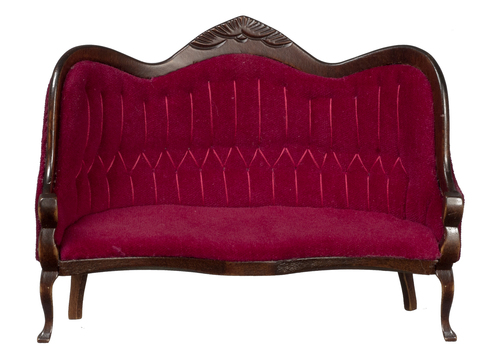 VICT.SOFA/RED VELOUR/MAH