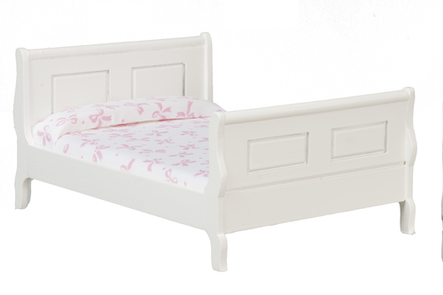 SLEIGH BED/WHITE