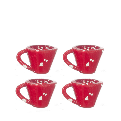 RED SPATTER CUPS/SET/4