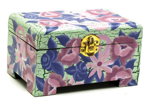 GREEN CRACKLE JEWELRY BOX