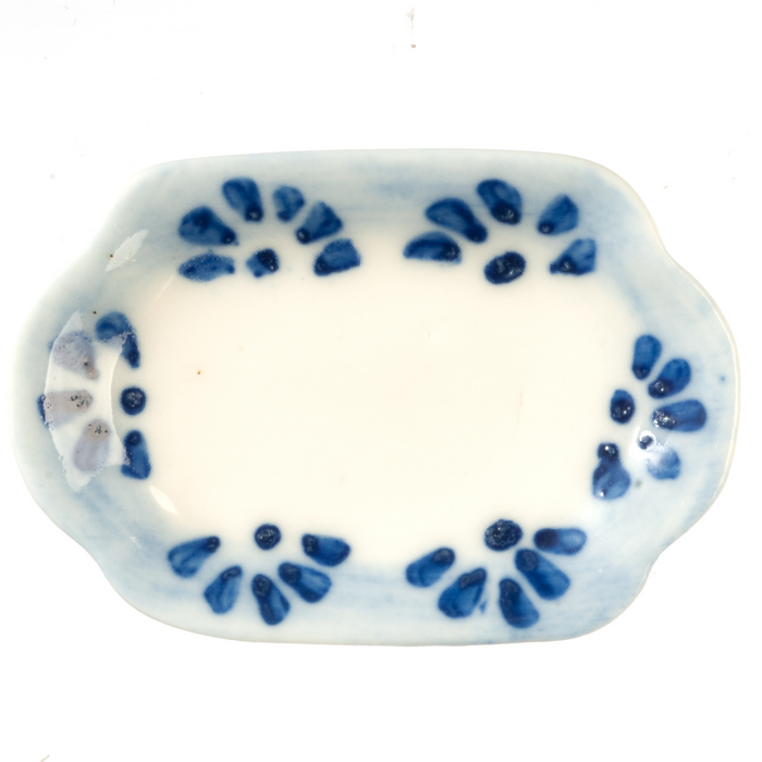 CERAMIC PLATE/BLUE TRIM