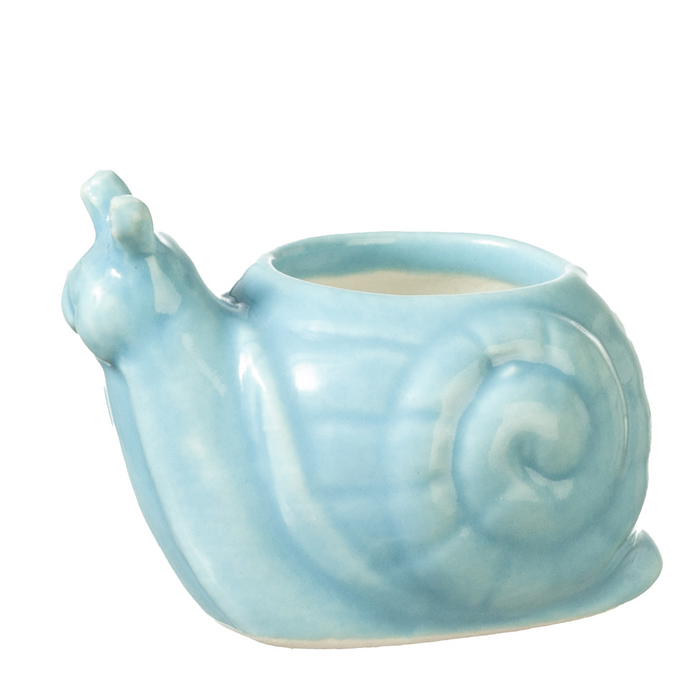 CERAMIC SNAIL JAR/LT.BLUE