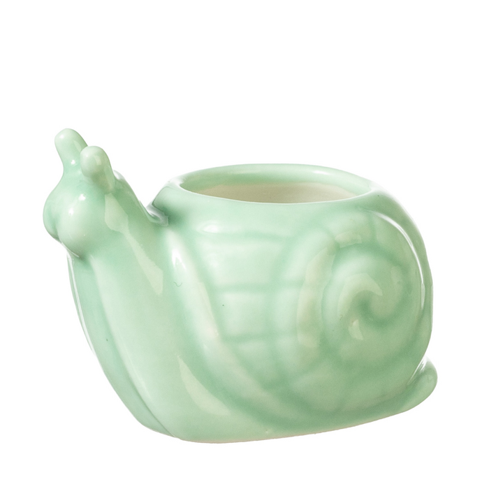 CERAMIC SNAIL JAR/GREEN