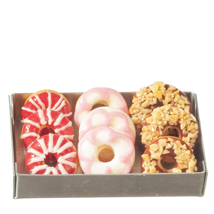 DONUTS IN METAL TRAY