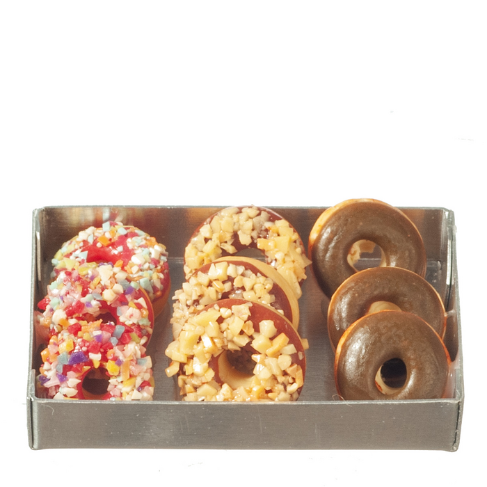 DONUTS IN METAL TRAY