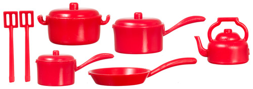 POT & PAN SET/RED/10pcs