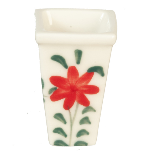 VASE W/RED FLOWER ON IT
