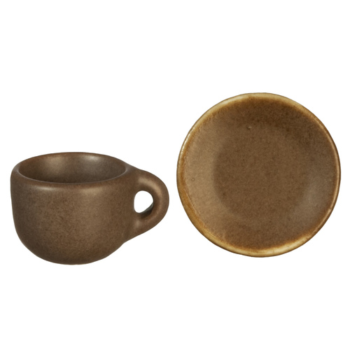 BROWN CUP & SAUCER