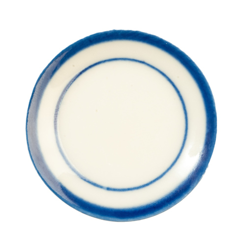 CERAMIC PLATE/BLUE TRIM