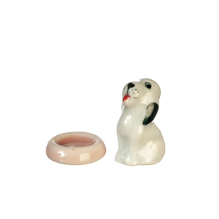 CUTE PUPPY W/BOWL/CERAMIC