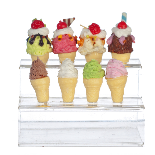 8 ICE CREAM CONES/DISPLAY