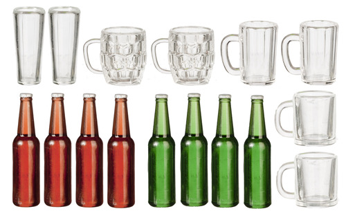 8 BEER BOTTLES/6 BEER MUG