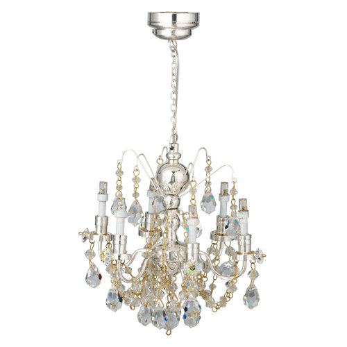 LED SILVER 6-ARM CHANDEL.