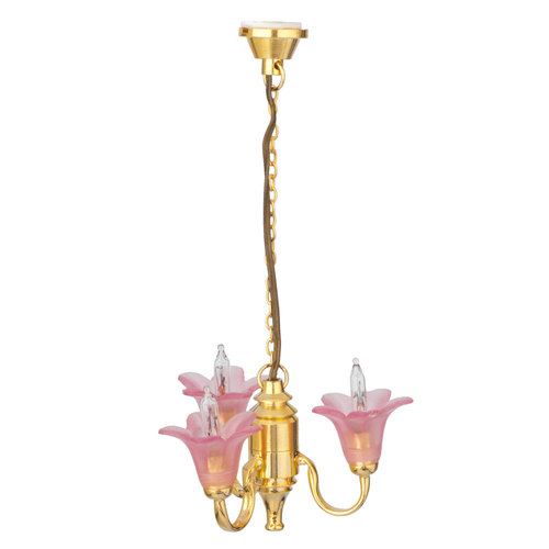 3-ARM PINK TULIP CHANDEL.