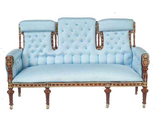 FRENCH SETTEE/BL/WALNUT