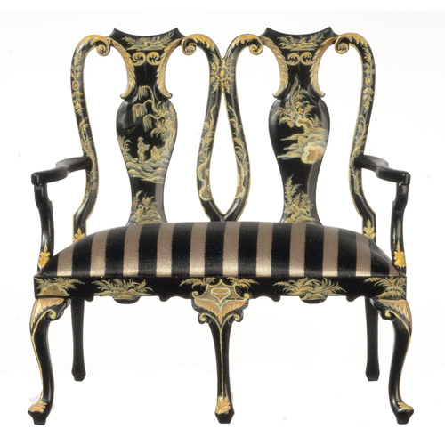 QUEEN ANNE SETTEE/BLACK