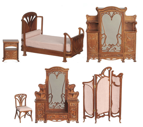 ART NOUVEAU BED SET/6/WAL
