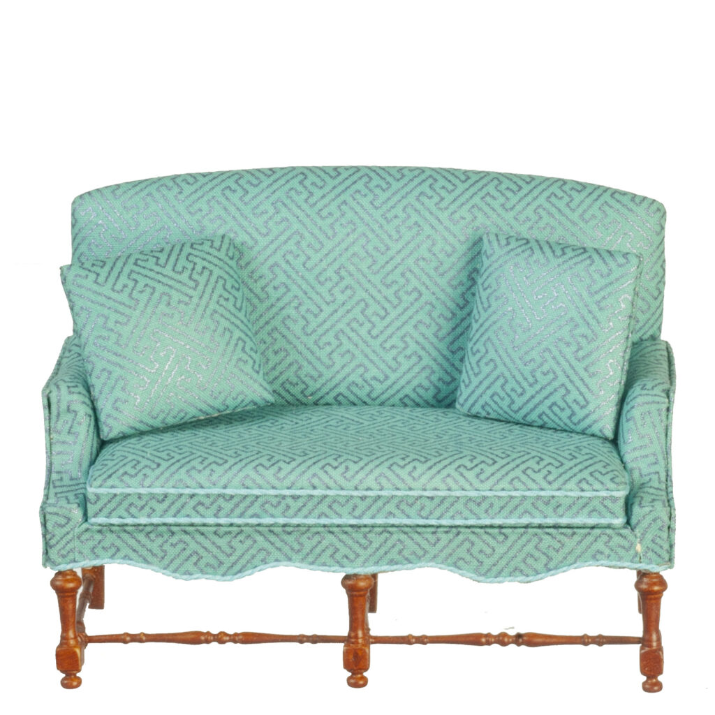 JACOBEAN SETTEE/BLUE/WALN