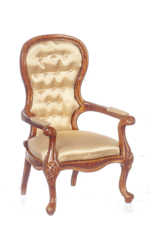 VICT.ARMCHAIR/YELLOW/WALN