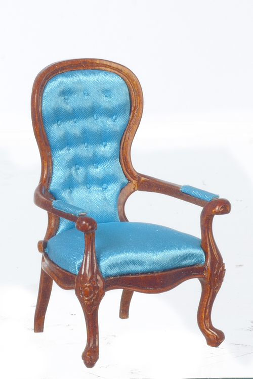 VICT.ARMCHAIR/BLUE/WALNUT