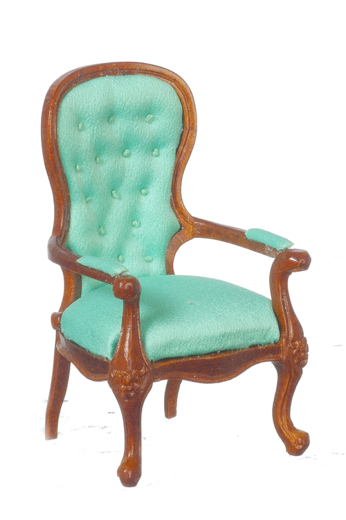 VICT.ARMCHAIR/GREEN/WALNT