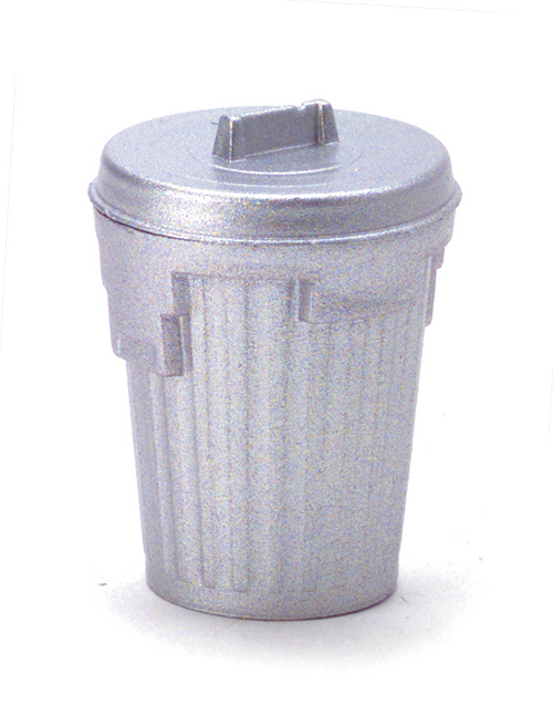 SILVER GARBAGE CAN/EMPTY