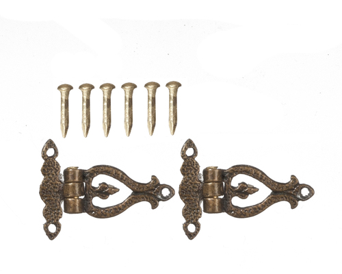 HINGES W/6 PINS/ANT.BRS/2