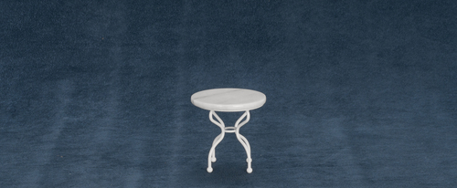 ROUND MARBLE TOP WH.TABLE