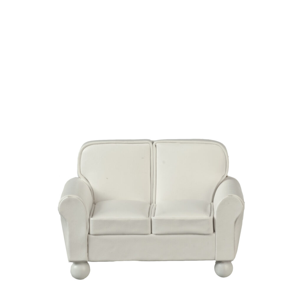 RS LEATHER LOVESEAT/CRM