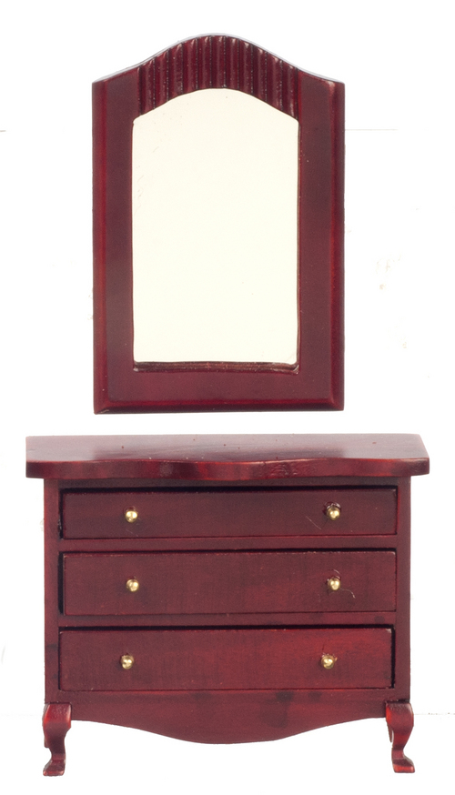 LOW DRESSER W/MIRROR/MAHO